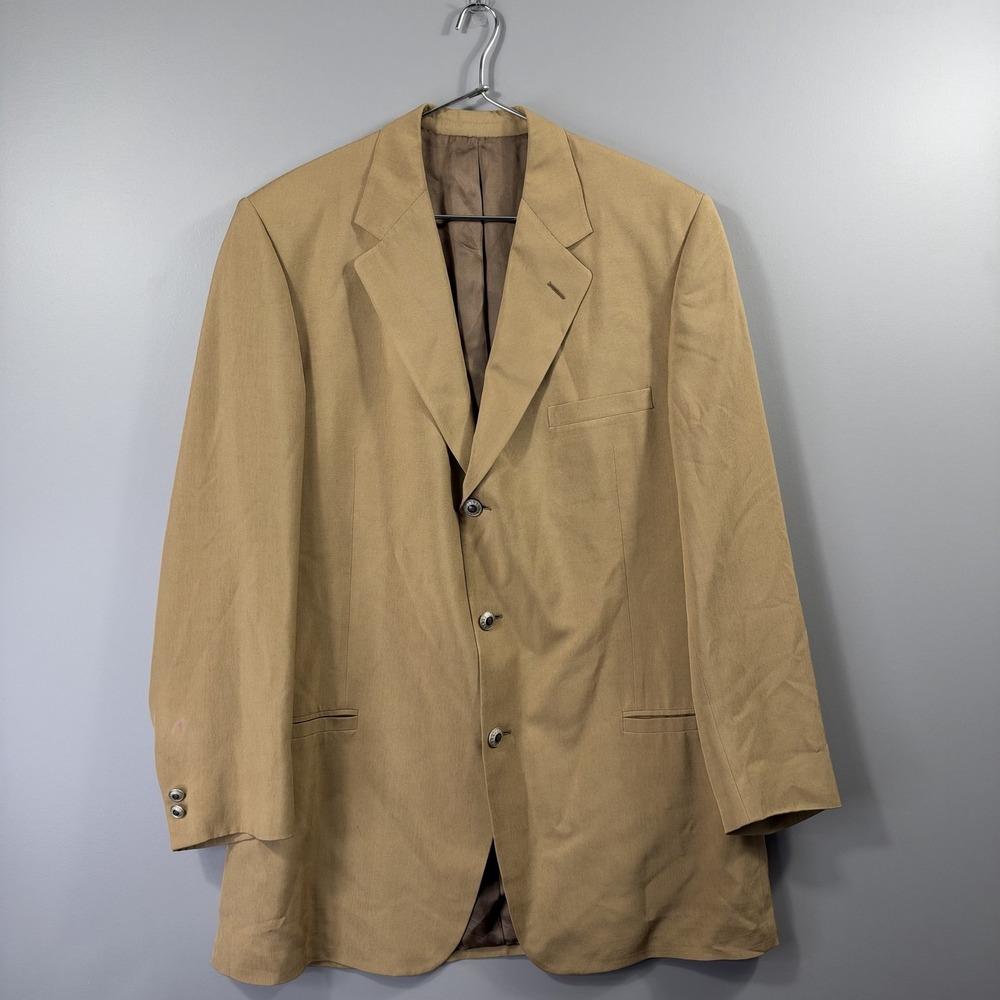 Versace Classic V2 Suit Jacket Mens IT 58 Beige Silk Single Breasted Blazer